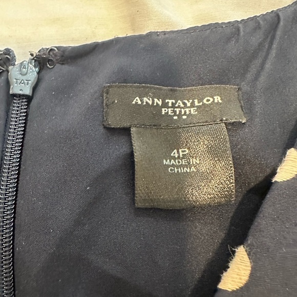 Ann Taylor Women Petite Sz:4 Black/ Cream Embroidered polka dot Sleeveless Dress - Picture 6 of 12